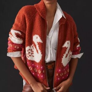 Anthropologie Swan Zip Maeve Cardigan